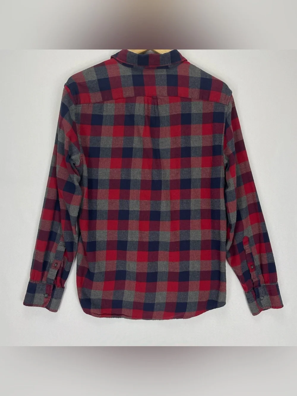 J Crew Flannel Shirt Men’s M Slim Fit Red/Navy/Gray Plaid Cotton Outdoor